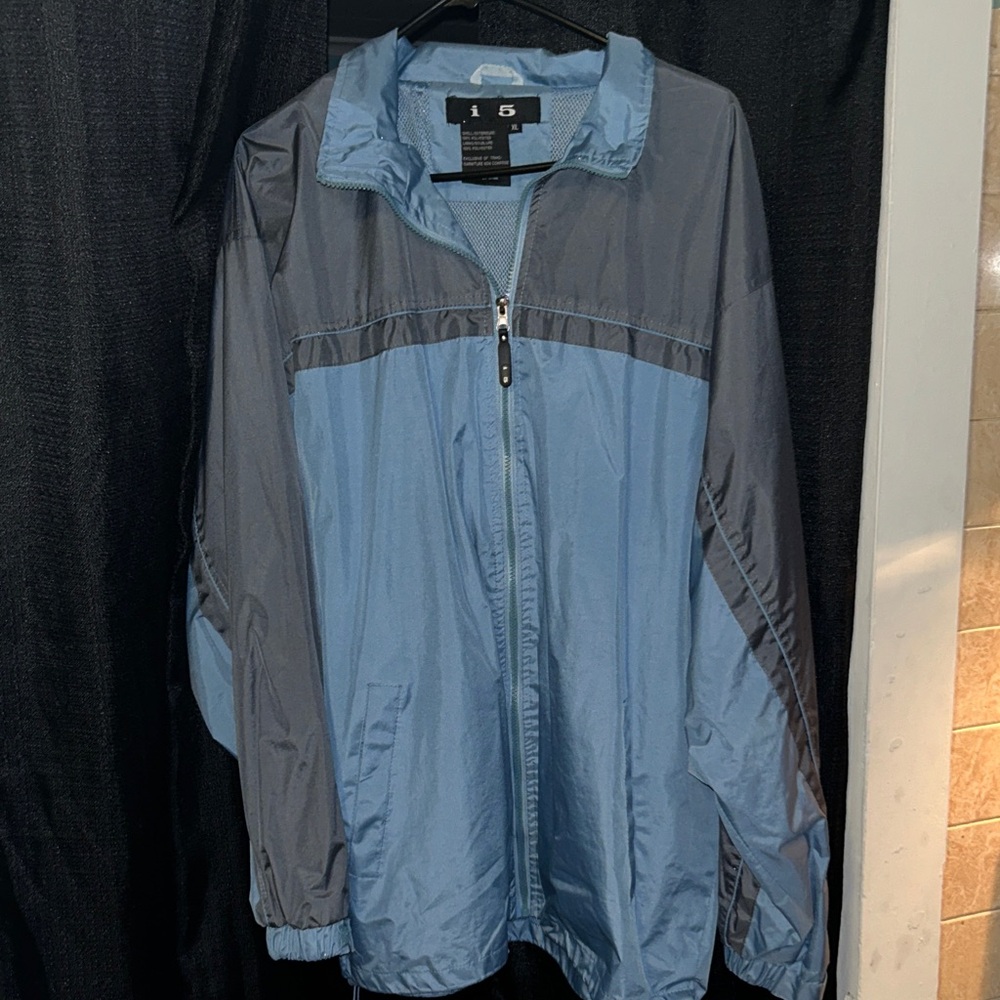 Men's Stylish Gray and Blue Windbreaker